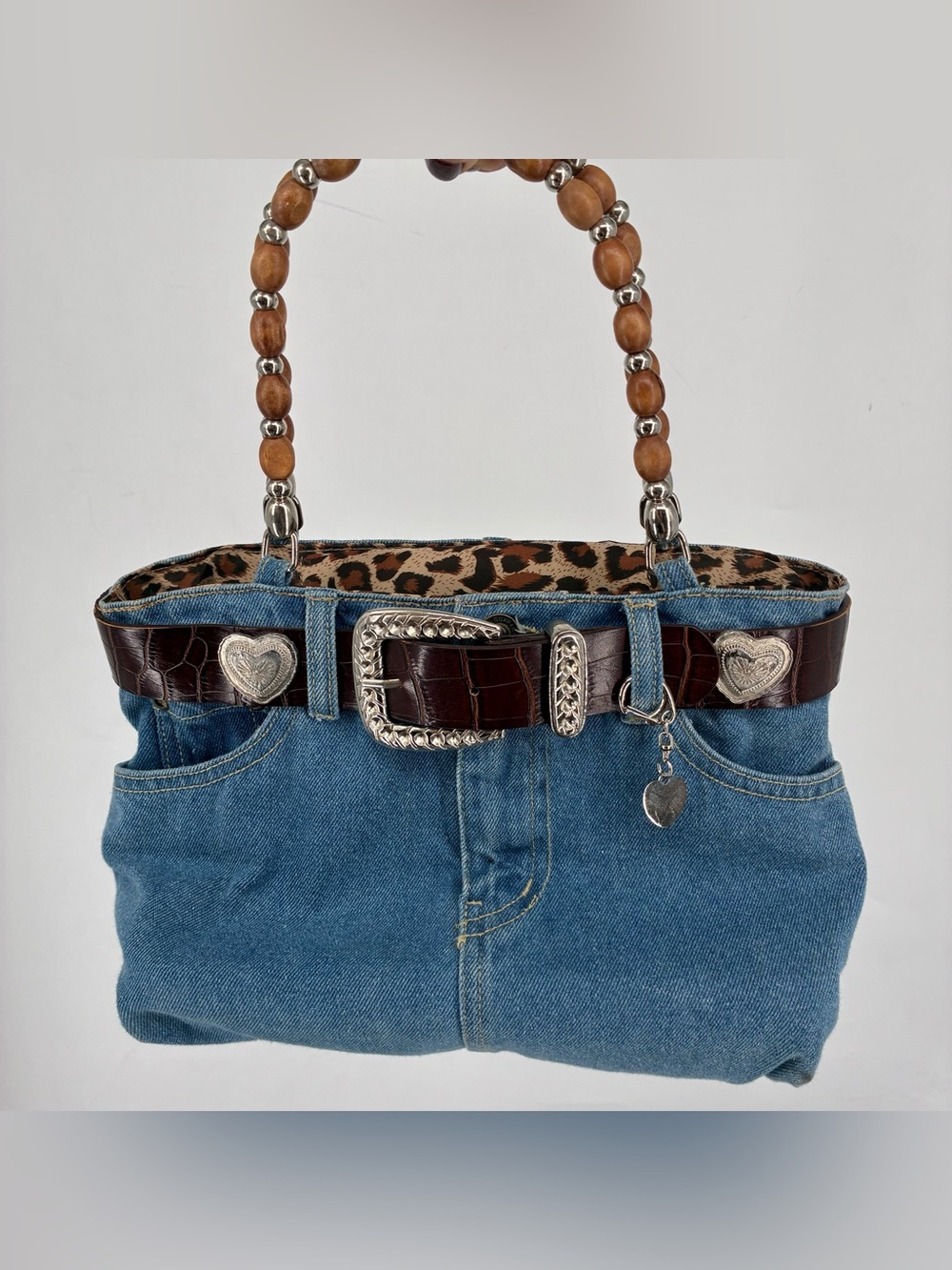 Vintage Y2K Blue Jeans Denim Mini Purse Shoulder Bag Western Cowgirl Rodeo Belt